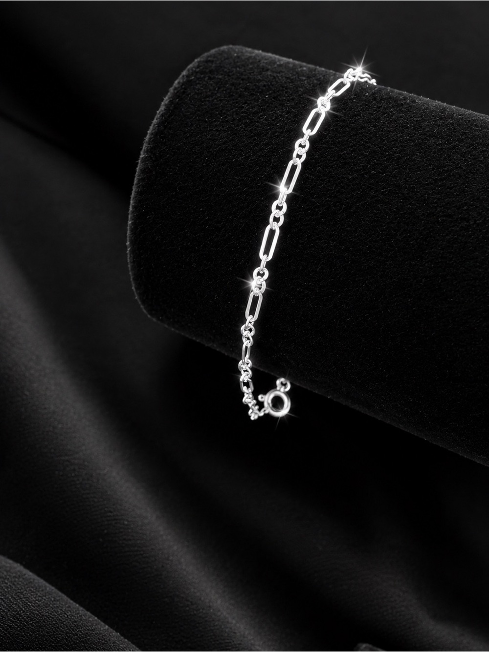 Delicate Silver Figaro Link Bracelet - Polished Silver